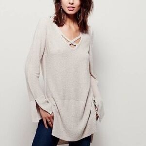 Free People Andi Knit Tunic Criss Cross Sweater Top